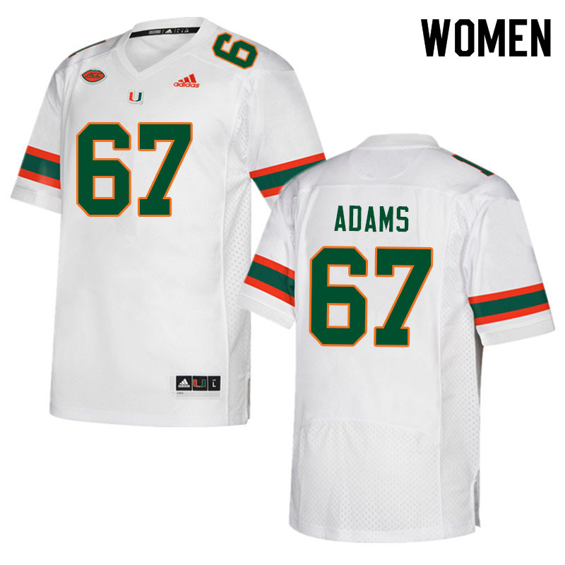 Women #67 Gavin Adams Miami Hurricanes College Football Jerseys Sale-White - Click Image to Close